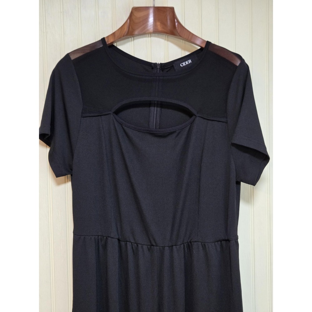 Cider Dress‎ Womens 1X Black Cutout Short Sleeve Maxi T-Shirt Casual Party